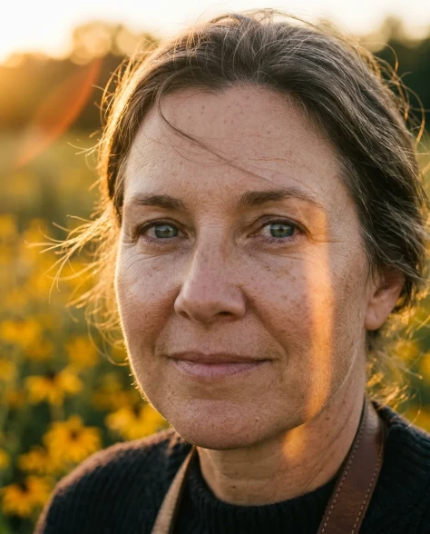 Sunset Flower Field Portrait 2