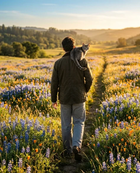 Wildflower Field with Cat 7