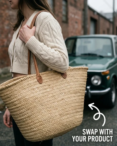 Vintage BMW Street Style with Straw Tote 3
