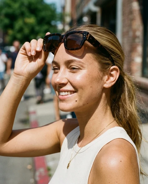 Oversized Sunglasses High-Angle Street Selfie 6