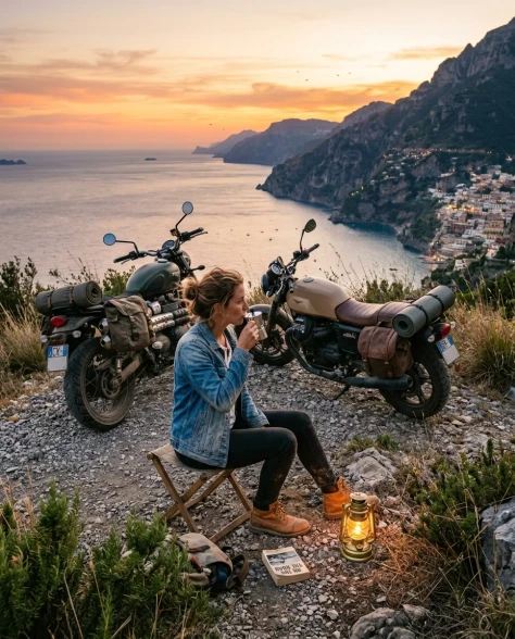 Adventure Motorcycles on Amalfi Coast at Sunset 1