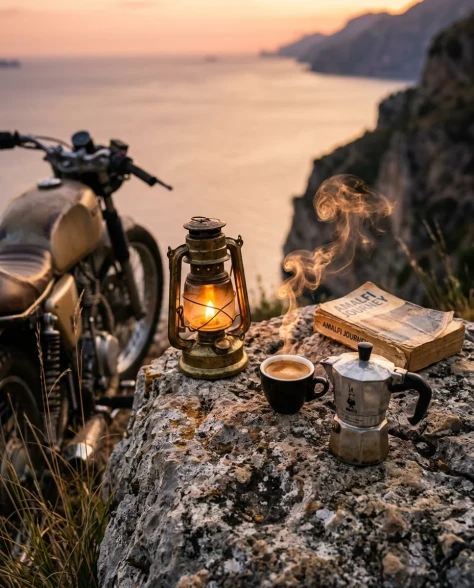 Adventure Motorcycles on Amalfi Coast at Sunset 2