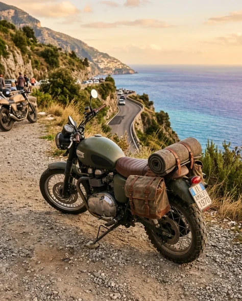 Adventure Motorcycles on Amalfi Coast at Sunset 3