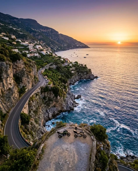 Adventure Motorcycles on Amalfi Coast at Sunset 6