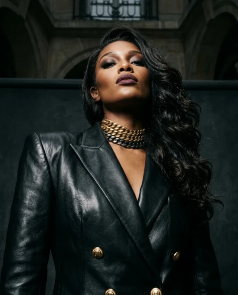 Balmain Style Dramatic Gold Earrings Portrait 4