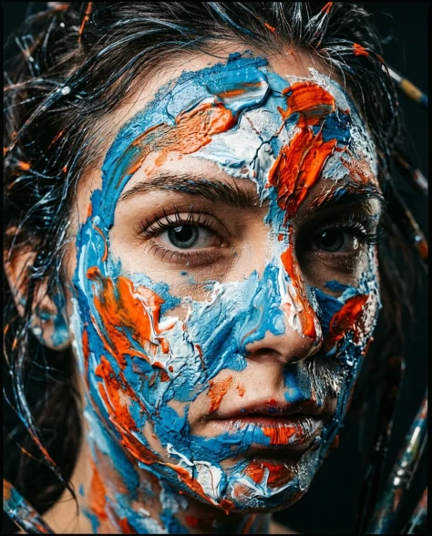 Impasto Acrylic Face Canvas — Macro Editorial Portrait 1