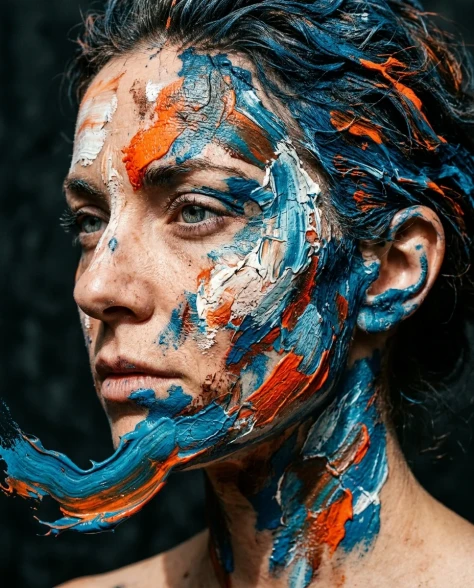 Impasto Acrylic Face Canvas — Macro Editorial Portrait 2