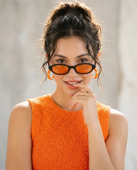 High-Fashion Editorial Portrait with Vivid Tangerine Accents 2