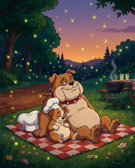 Anthropomorphic Bulldogs at an Outdoor Barbecue — Cel Animation 7