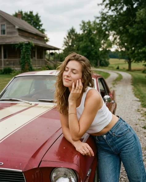 Vintage Car Lifestyle Portrait — Countryside Film Aesthetic 1