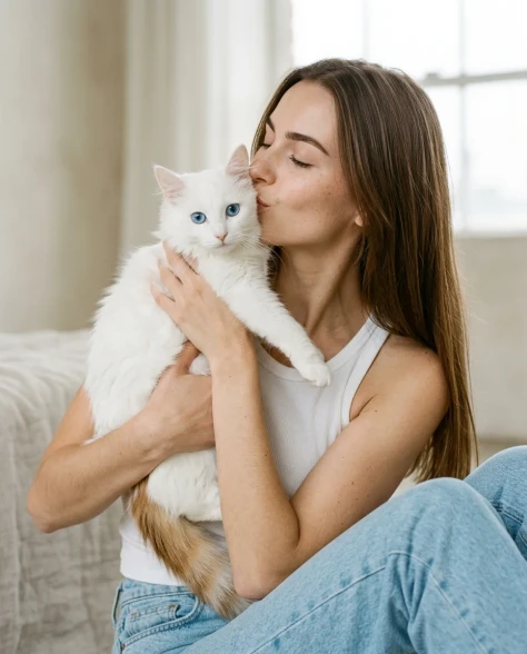 Nine-Panel Editorial Grid with White Cat Companion 2