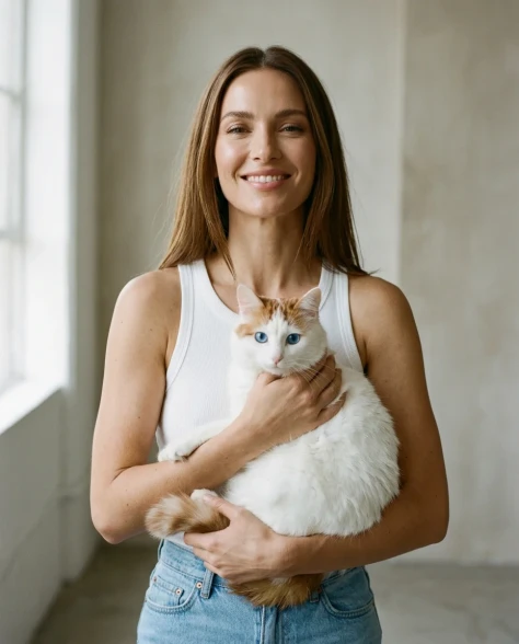 Nine-Panel Editorial Grid with White Cat Companion 5