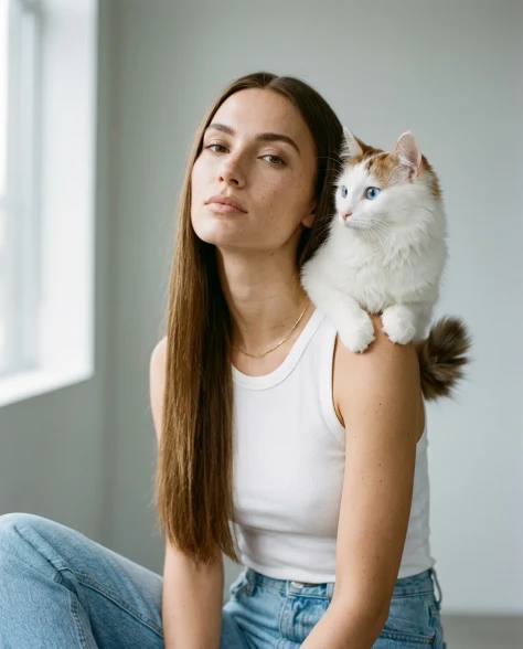 Nine-Panel Editorial Grid with White Cat Companion 6