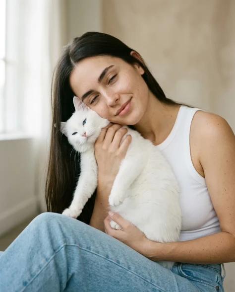 Nine-Panel Editorial Grid with White Cat Companion 7