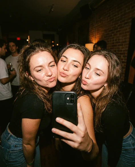 Vintage Flash Indoor Party Group Selfie 1