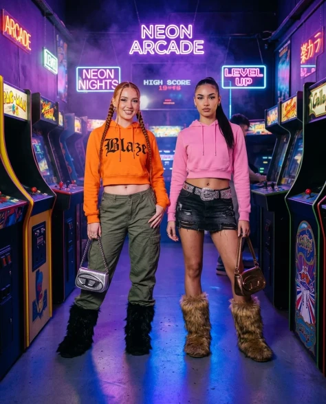 Retro Arcade Duo in Y2K Fashion — Three-Shot Series 1