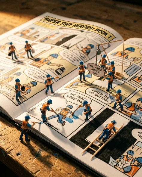 Miniature Characters Building Their Own Comic 1