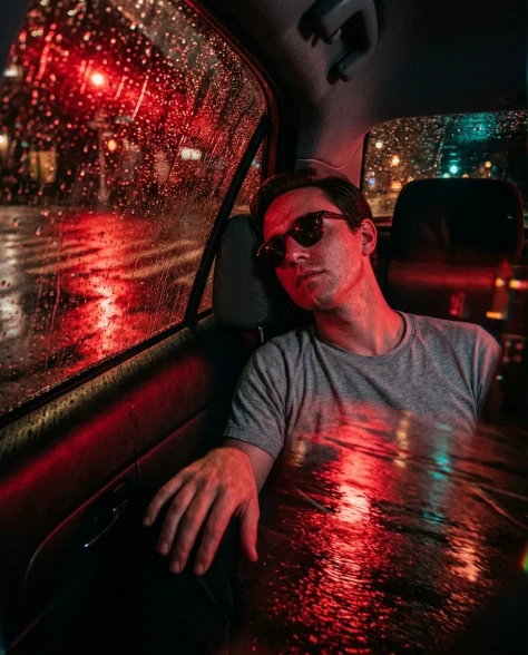 Rainy Night Taxi Cinematic Through Window 7