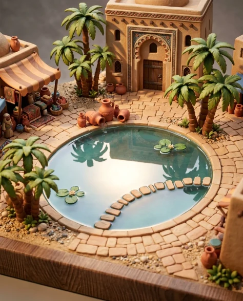 Collectible Miniature Diorama of a Developed Desert Oasis Settlement 2