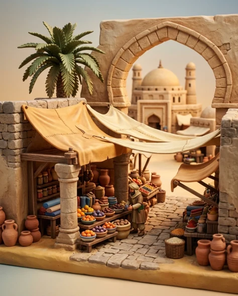 Collectible Miniature Diorama of a Developed Desert Oasis Settlement 3