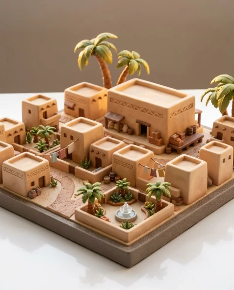 Collectible Miniature Diorama of a Developed Desert Oasis Settlement 4