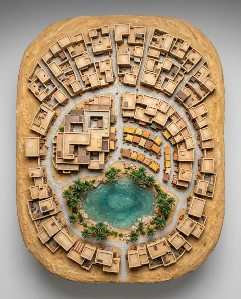 Collectible Miniature Diorama of a Developed Desert Oasis Settlement 6