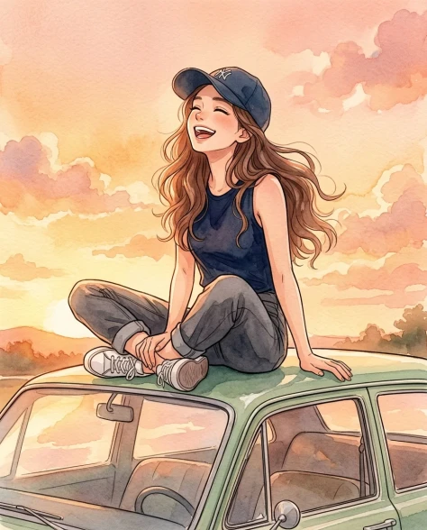 Three-Panel Anime Watercolor Split Composition 2