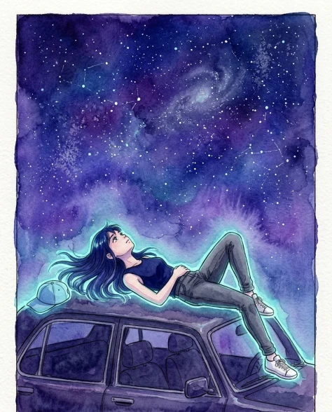Three-Panel Anime Watercolor Split Composition 4
