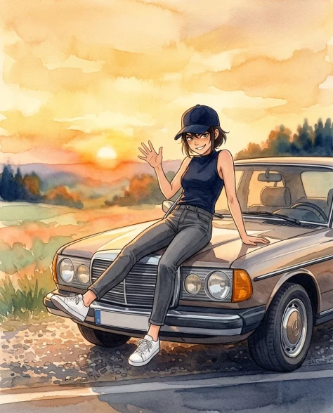 Three-Panel Anime Watercolor Split Composition 5