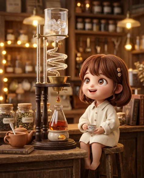 Miniature Tea Shop Diorama with Chibi Girl 1