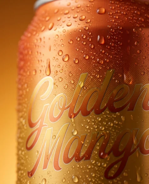 Ultra-Realistic Mango Beverage Can Product Photography 5