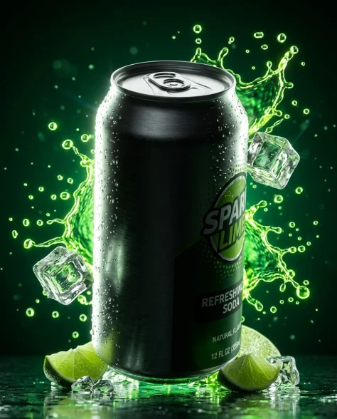 High-Contrast Sparkling Citrus Soda Can Product Shot 2