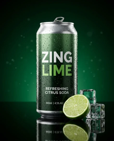 High-Contrast Sparkling Citrus Soda Can Product Shot 7