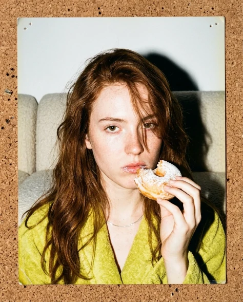 Candid 35mm Film Aesthetic Portrait with Pastry 3