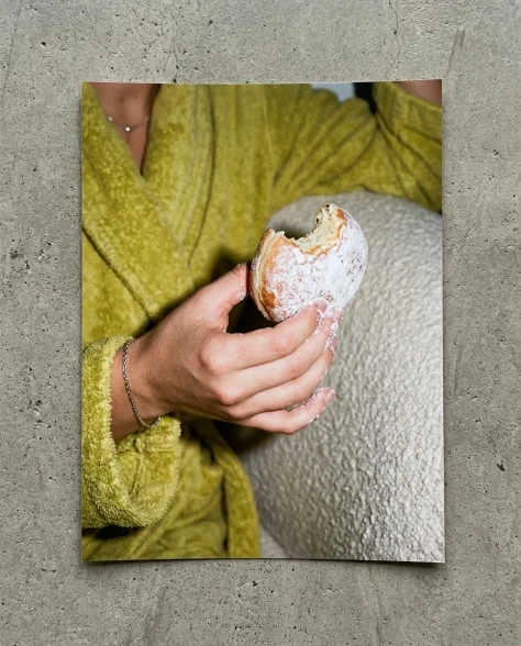 Candid 35mm Film Aesthetic Portrait with Pastry 6