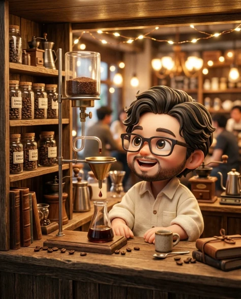 Miniature Vintage Café Diorama with Chibi Figure 1