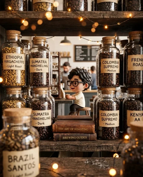 Miniature Vintage Café Diorama with Chibi Figure 5