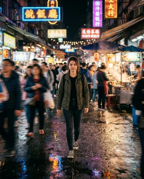 Cinematic Night Market Walk with Motion Blur 2