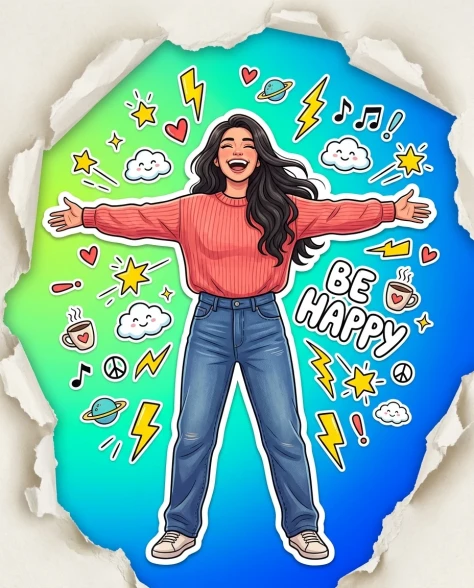 Vibrant Sticker Art Portrait Illustration 3
