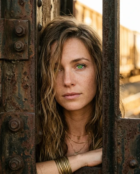 Golden Hour Editorial Portrait at Abandoned Rail Yard 3