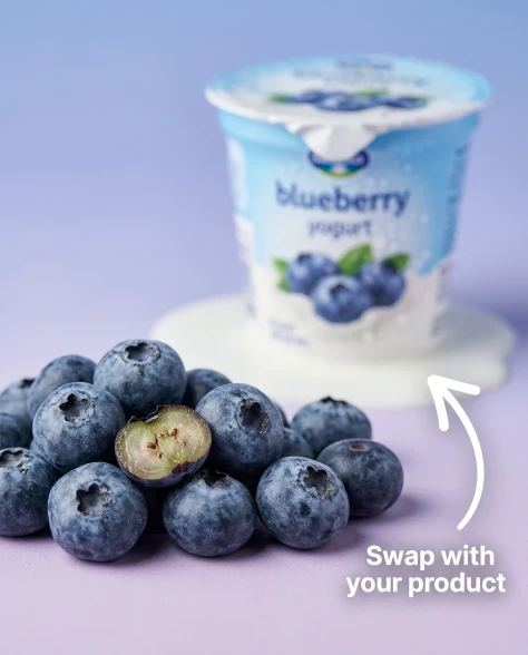 Dynamic Blueberry Yogurt Product Photography 3