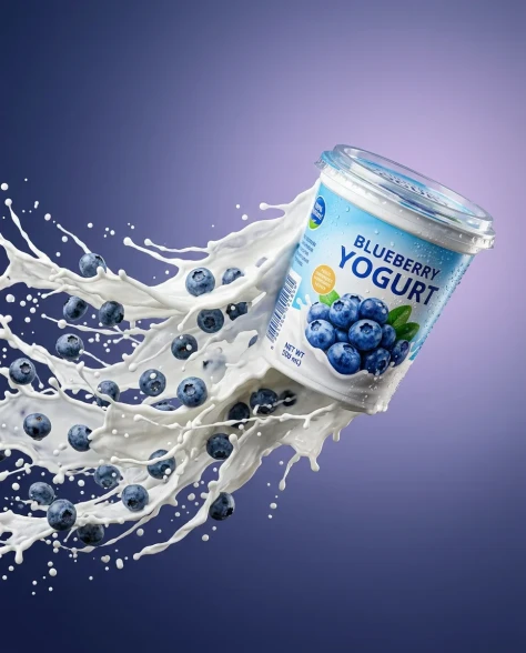 Dynamic Blueberry Yogurt Product Photography 5