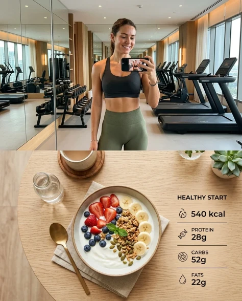 Modern Fitness Lifestyle Split Composition Poster 1