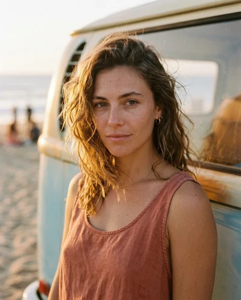Cinematic Beach Vintage Van Portrait 4