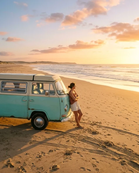 Cinematic Beach Vintage Van Portrait 6