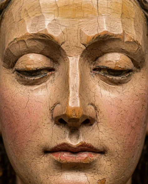 Polychrome Carved Wooden Sculpture Portrait Bust 3