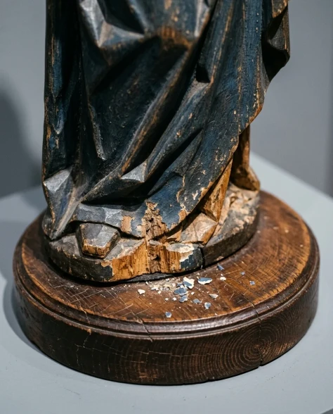 Polychrome Carved Wooden Sculpture Portrait Bust 6