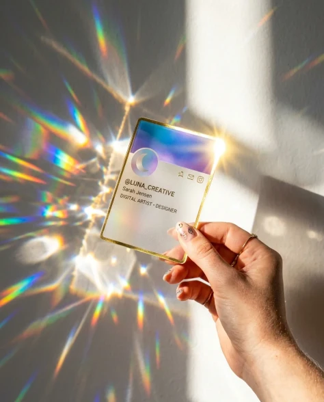 Transparent Acrylic Social Profile Card in Hand 7