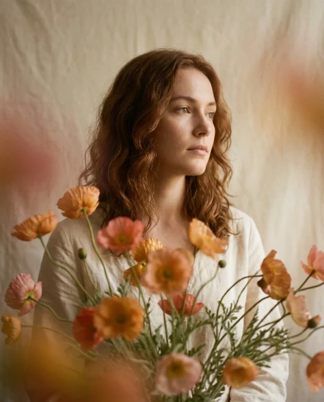 Soft Artistic Portrait with Flowers and Dreamy Blur 1