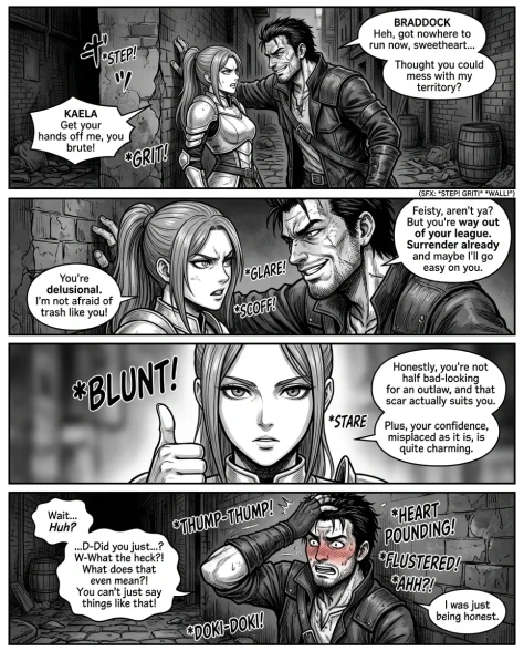 Four-Panel Manga Fantasy Alleyway Encounter 1